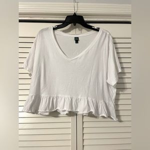 Size large White crop top with ruffle.